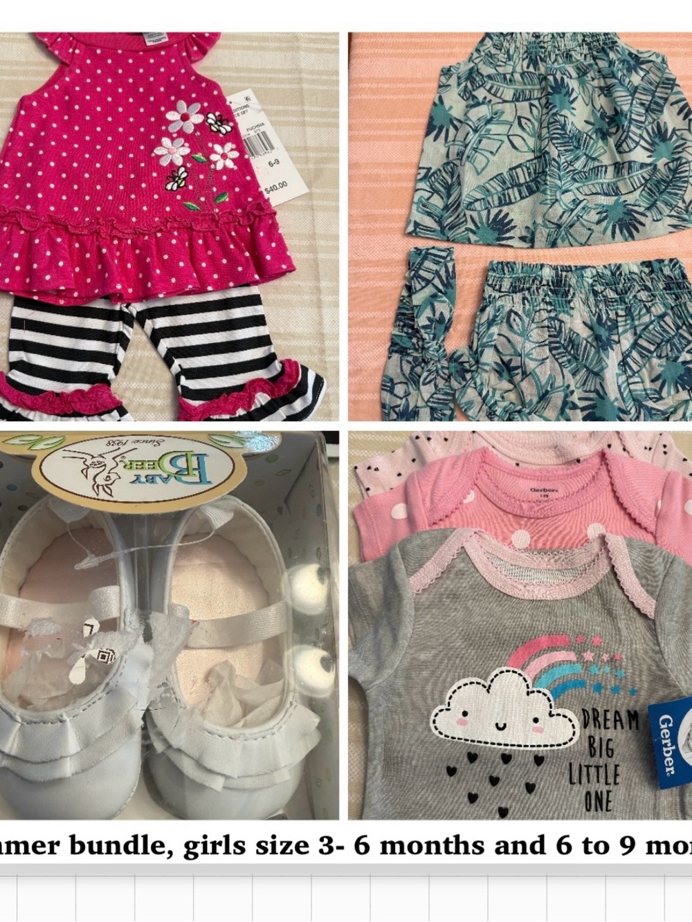 Gerber Girls' Pink Polka Dot Matching Set with Stripe Shorts - Pink